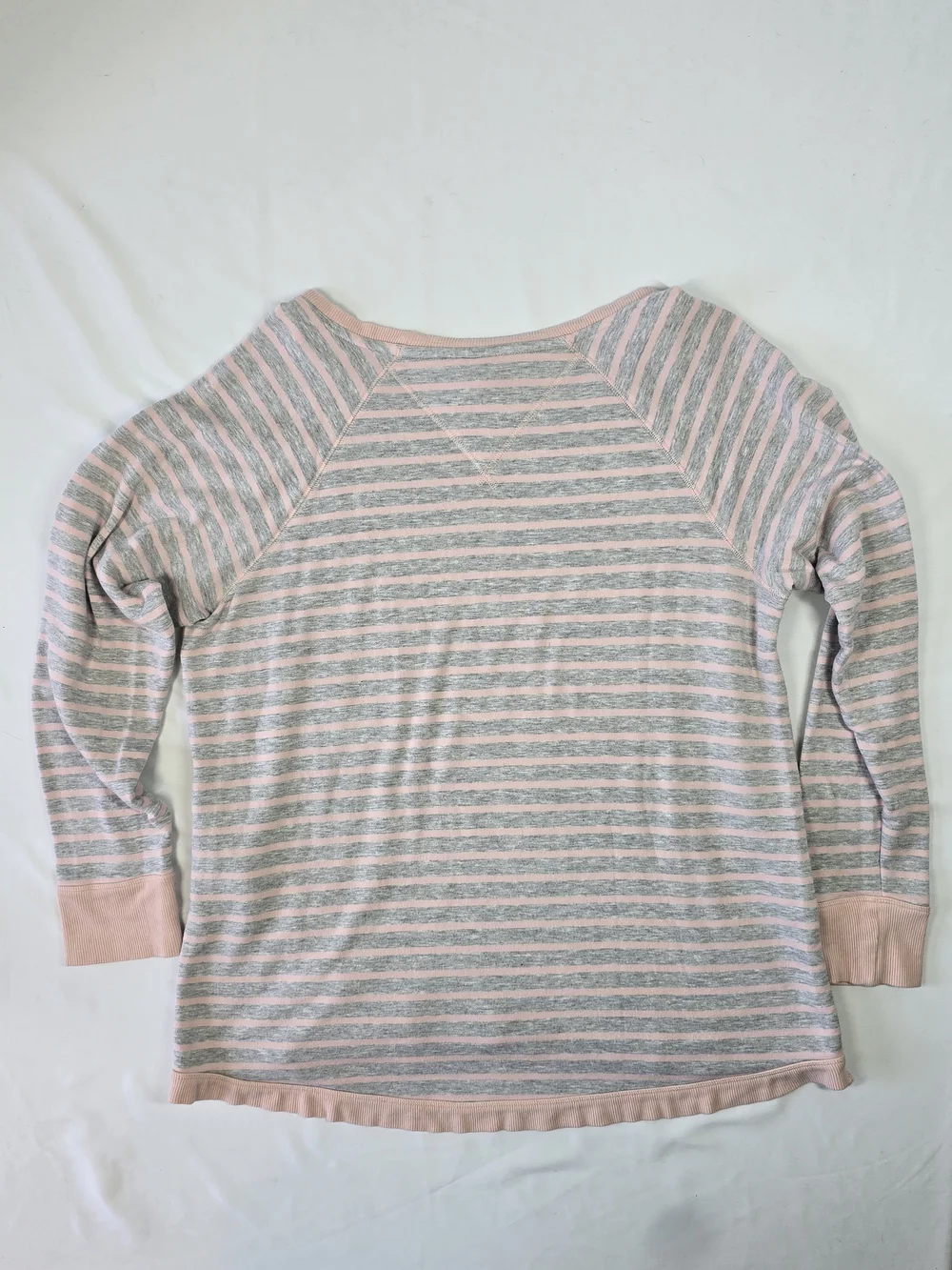 Christopher & Banks Grey Pink Striped Tulip Hem Long Sleeve Top Size Large